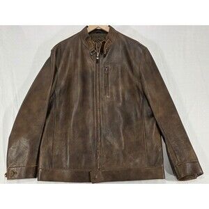Vtg Tonino Lamborghini Men's Leather Jacket Distressed Brown 90s Italy Rare L